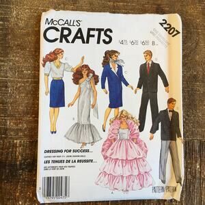 McCalls Sewing Pattern 2207 11.5" Doll Gown Suit Dressing for Success UNCUT